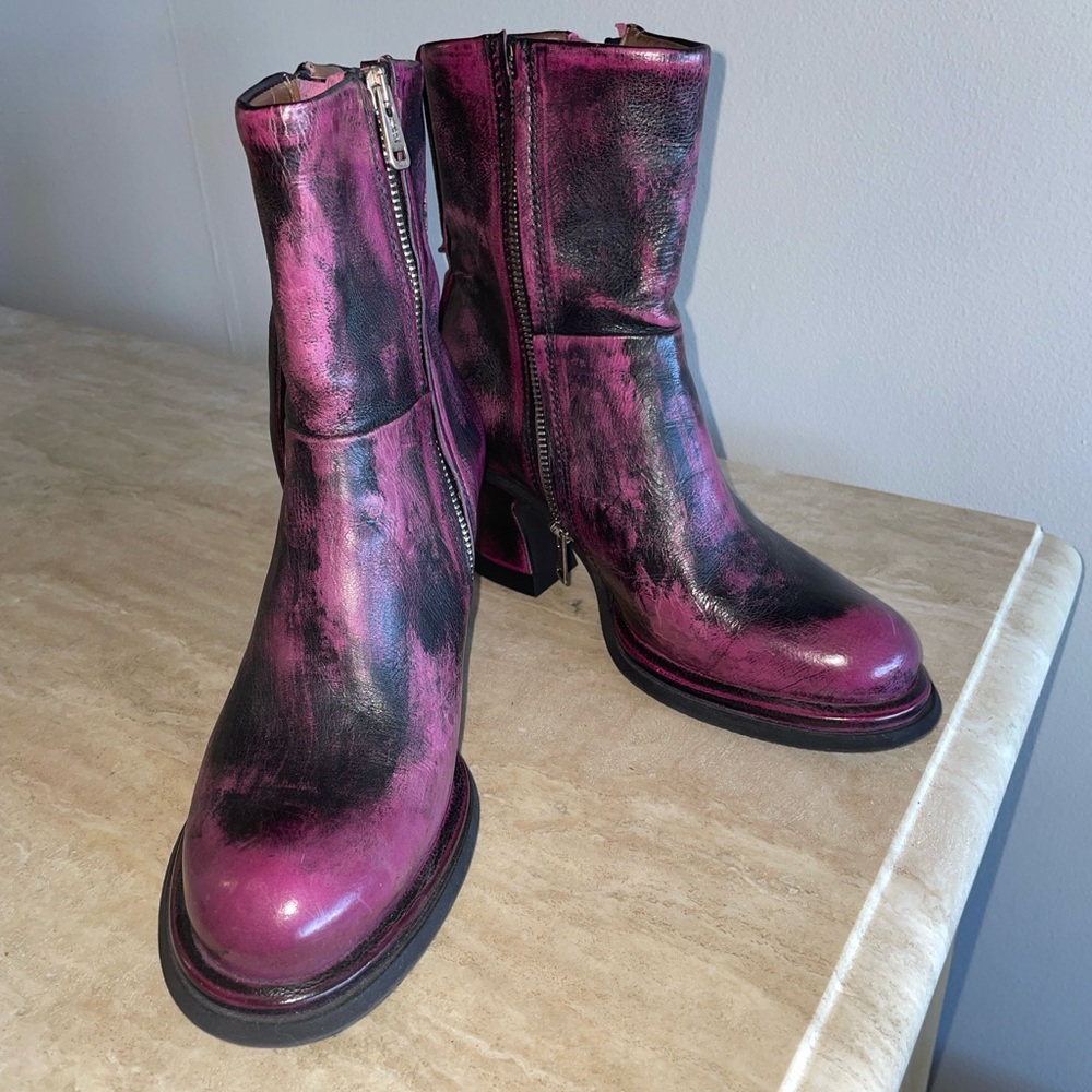 A.S.98 Pink and Black Ankle Boots